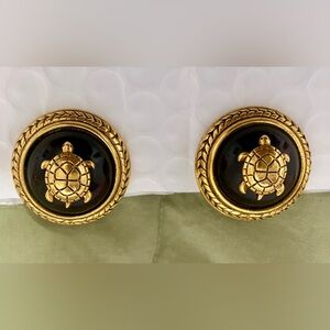 Joan Rivers Clip on Turtle and Costume Gold earrings